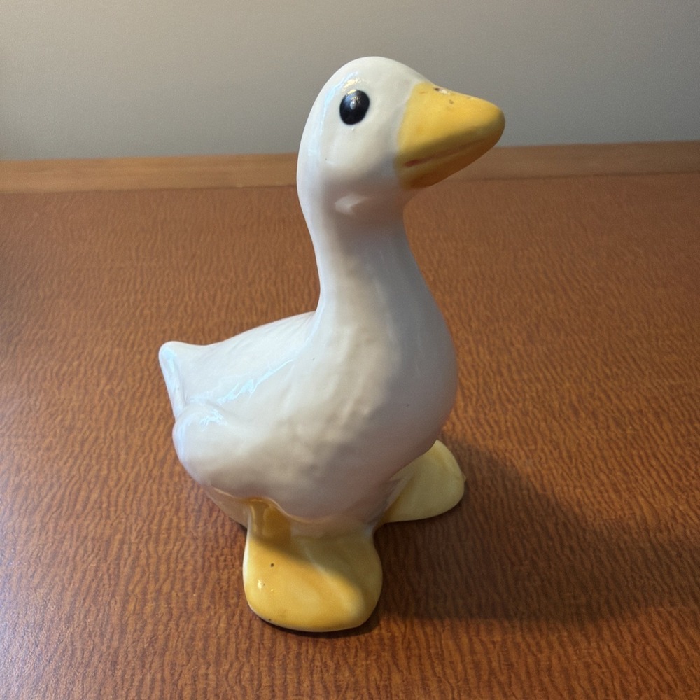 Vintage Cottagecore Duck Figurine Ceramic Enesco 1985